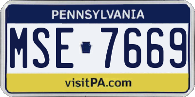 PA license plate MSE7669