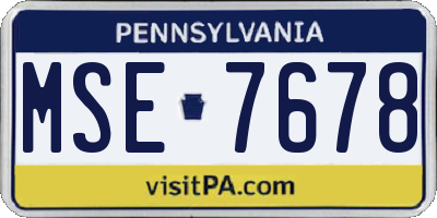 PA license plate MSE7678