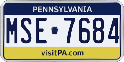 PA license plate MSE7684