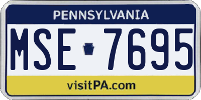 PA license plate MSE7695