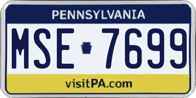 PA license plate MSE7699