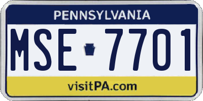 PA license plate MSE7701