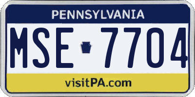 PA license plate MSE7704
