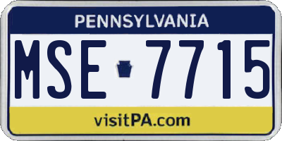 PA license plate MSE7715