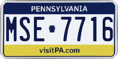 PA license plate MSE7716