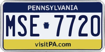 PA license plate MSE7720