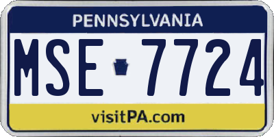 PA license plate MSE7724