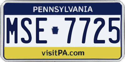 PA license plate MSE7725