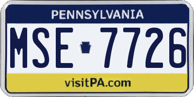 PA license plate MSE7726