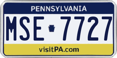 PA license plate MSE7727