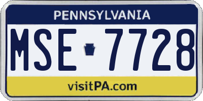PA license plate MSE7728