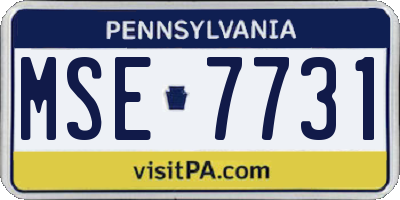 PA license plate MSE7731