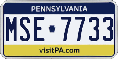 PA license plate MSE7733