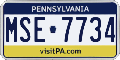 PA license plate MSE7734