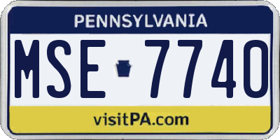 PA license plate MSE7740