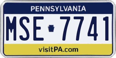 PA license plate MSE7741
