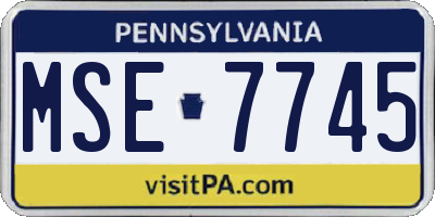 PA license plate MSE7745