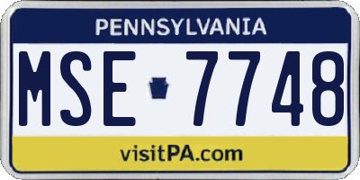 PA license plate MSE7748
