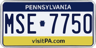 PA license plate MSE7750