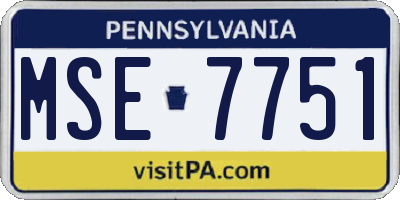 PA license plate MSE7751