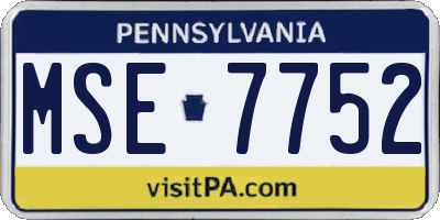 PA license plate MSE7752