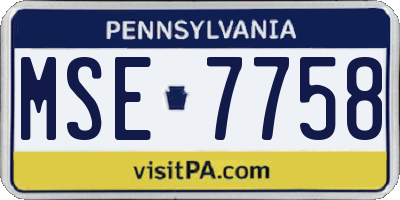 PA license plate MSE7758