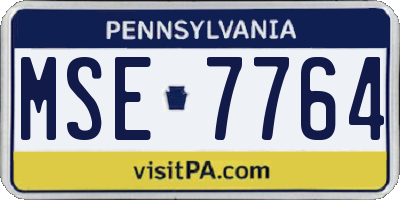 PA license plate MSE7764