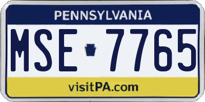 PA license plate MSE7765
