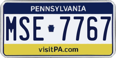 PA license plate MSE7767