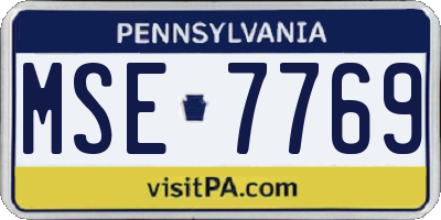 PA license plate MSE7769