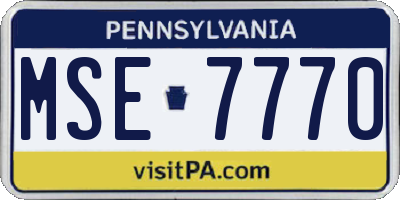 PA license plate MSE7770