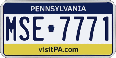 PA license plate MSE7771