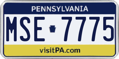 PA license plate MSE7775