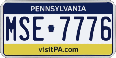PA license plate MSE7776