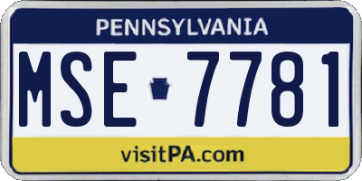 PA license plate MSE7781