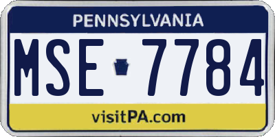 PA license plate MSE7784