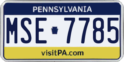 PA license plate MSE7785