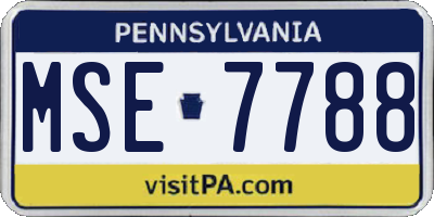 PA license plate MSE7788