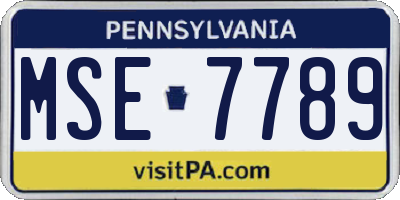 PA license plate MSE7789