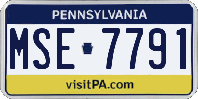 PA license plate MSE7791