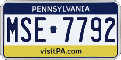 PA license plate MSE7792