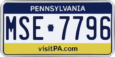 PA license plate MSE7796