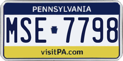 PA license plate MSE7798