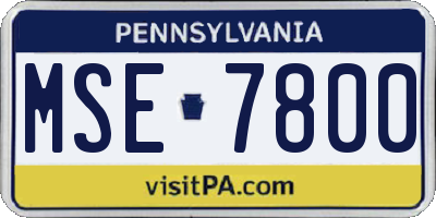 PA license plate MSE7800