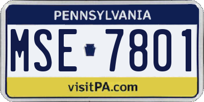 PA license plate MSE7801