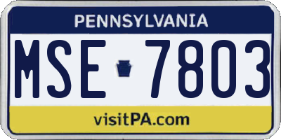 PA license plate MSE7803