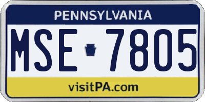 PA license plate MSE7805