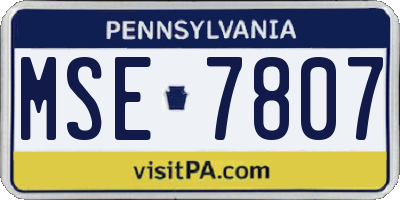 PA license plate MSE7807