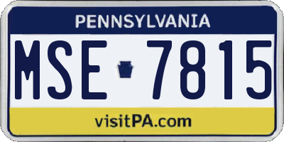 PA license plate MSE7815
