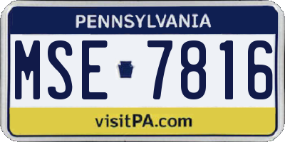 PA license plate MSE7816